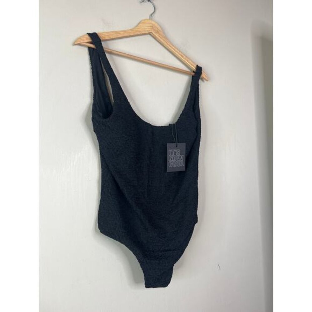 NWT It's Now Cool Backless One Piece Scoop Neck Low Crimped Swimsuit Black - Picture 4 of 10